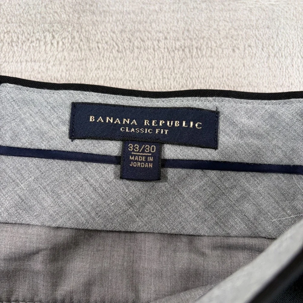 BANANA‎ REPUBLIC Classic Fit Trouser Pants 33x30 Black Wool Straight Leg Dressy
